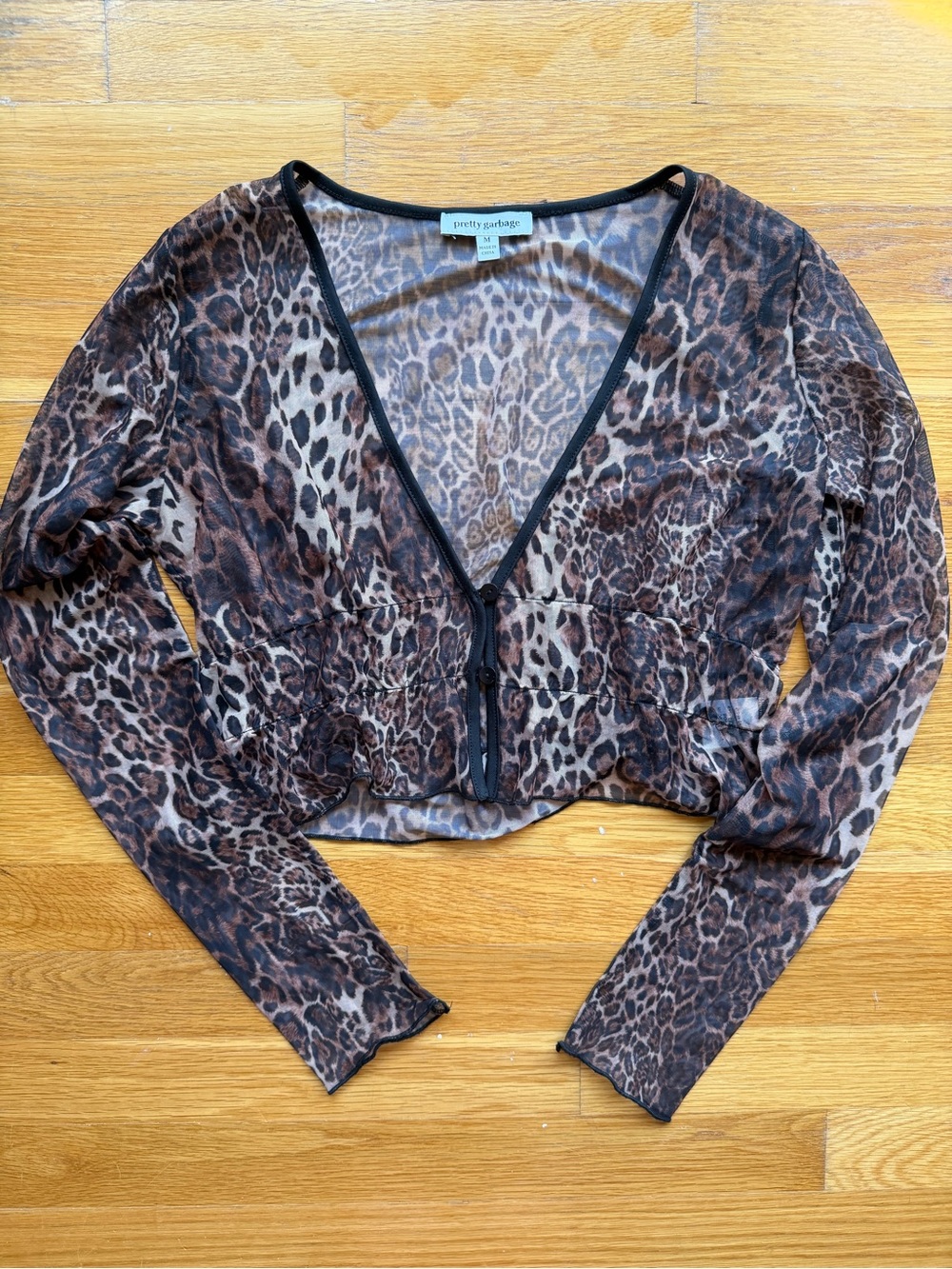 Pretty Garbage Leopard Print Sheer Long Sleeve - Size M